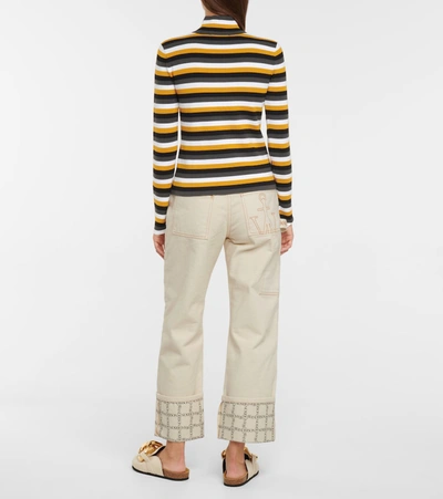 Shop Jw Anderson Striped Turtleneck Top In Orange