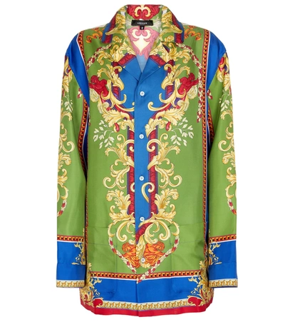 Shop Versace Medusa Renaissance Silk Shirt In Multicoloured