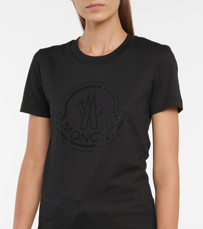 Moncler Logo Rhinestone T Shirt In Black
