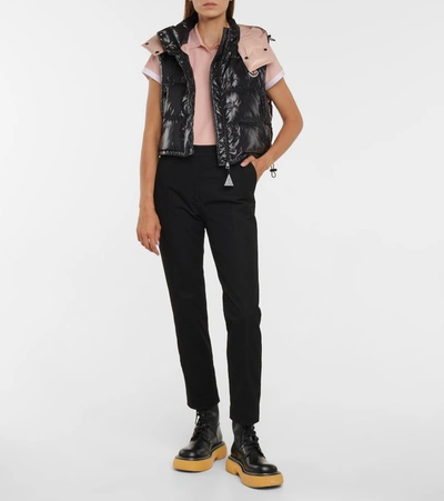 Moncler Logo Cotton Jersey Polo Shirt In Pink