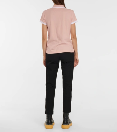 Moncler Logo Cotton Jersey Polo Shirt In Pink