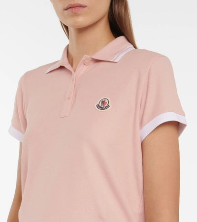 Moncler Logo Cotton Jersey Polo Shirt In Pink