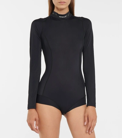 Moncler Stretch-jersey Bodysuit In Blue