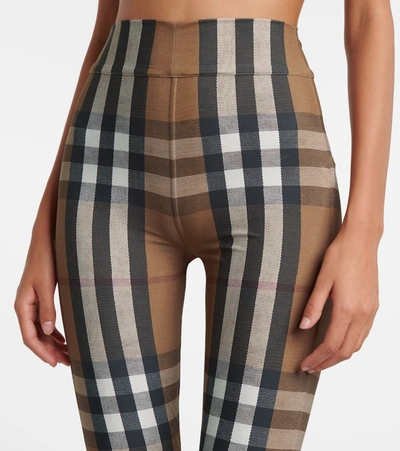 Shop Burberry Checked Biker Shorts In Brown