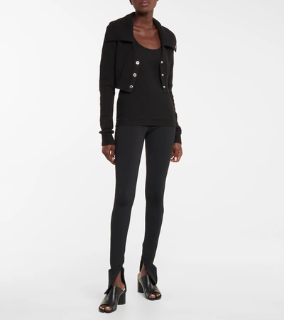 Shop Helmut Lang Cropped Cotton And Wool Cardigan In Black