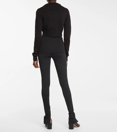 Shop Helmut Lang Cropped Cotton And Wool Cardigan In Black