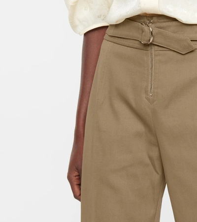 Shop Chloé High-rise Cotton Pants In Brown