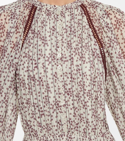 Shop Chloé Floral Silk Georgette Gown In Grey