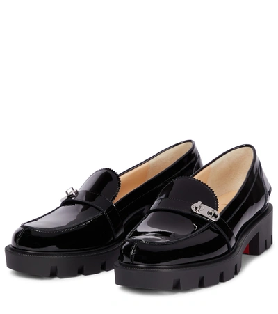 Shop Christian Louboutin Lock Woody Patent Leather Loafers In Black