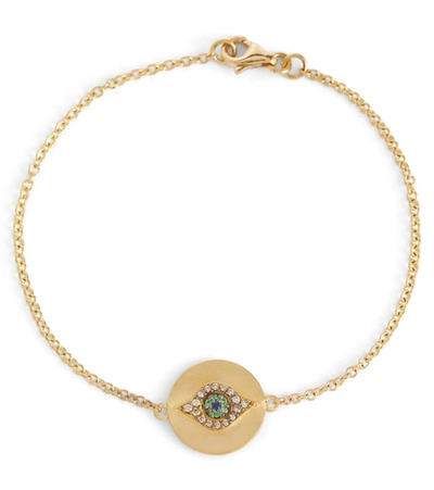 Shop Ileana Makri Eye 18kt Gold Bracelet With Diamonds, Tsavorites And Blue Sapphires