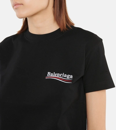 Shop Balenciaga Logo Cotton T-shirt In Black