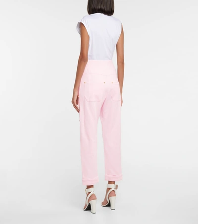 Shop Balmain Cotton Sweatpants In Pink