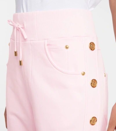 Shop Balmain Cotton Sweatpants In Pink