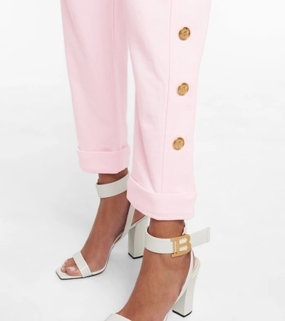 Shop Balmain Cotton Sweatpants In Pink