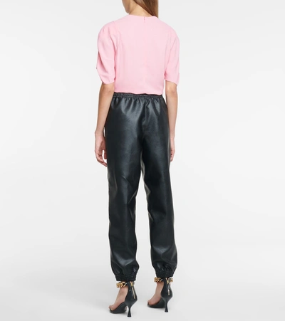 Shop Stella Mccartney Kira Faux Leather Sweatpants In Black