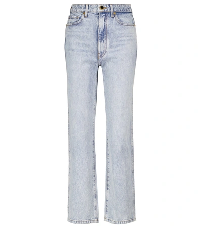 Shop Khaite Abigail High-rise Straight Cropped Jeans In Blue