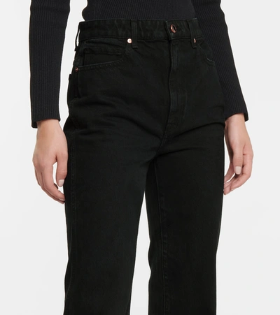 Shop Khaite Abigail High-rise Straight Cropped Jeans In Black