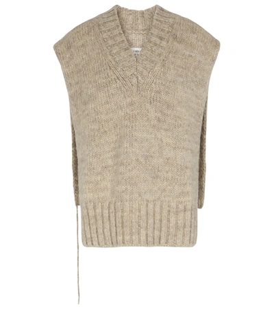 Shop Maison Margiela Alpaca, Cotton And Wool Sweater Vest In Yellow