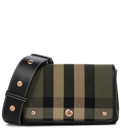 Shop Burberry Small Hackberry Canvas Shoulder Bag In Green