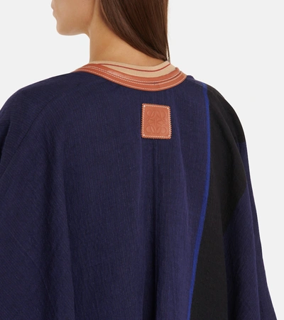 Shop Loewe Linen And Cotton Cape In Blue