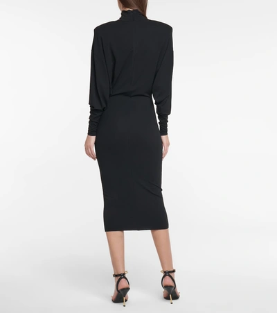 Shop Alexandre Vauthier Turtleneck Stretch-jersey Midi Dress In Black