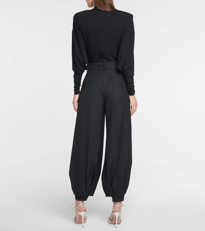 Shop Alexandre Vauthier Wide-leg Wool Pants In Black