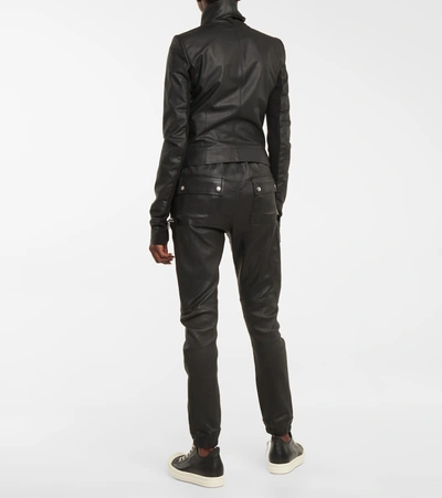 Shop Rick Owens Collared Leather Jacket In Black