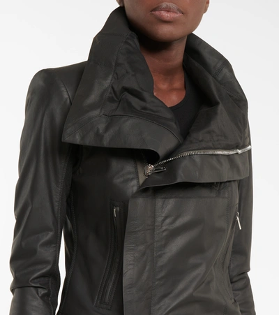 Shop Rick Owens Collared Leather Jacket In Black