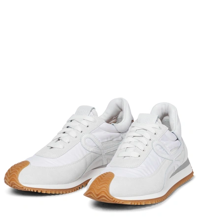 Shop Loewe Flow Runner Suede Sneakers In White