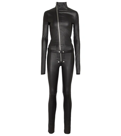 Black Leather Gary Flightsuit In Schwarz