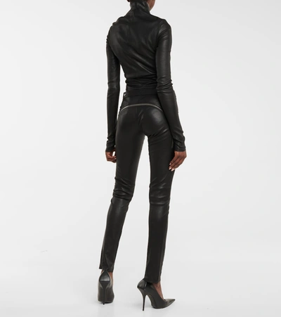 Black Leather Gary Flightsuit In Schwarz