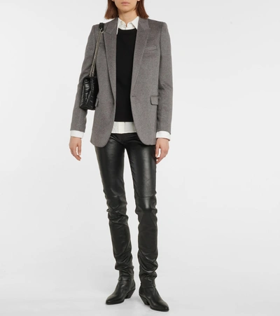 Shop Saint Laurent Long-sleeved Cashmere Sweater In Black