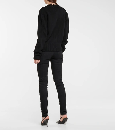 Shop Saint Laurent Sequined Cashmere Cardigan In Black