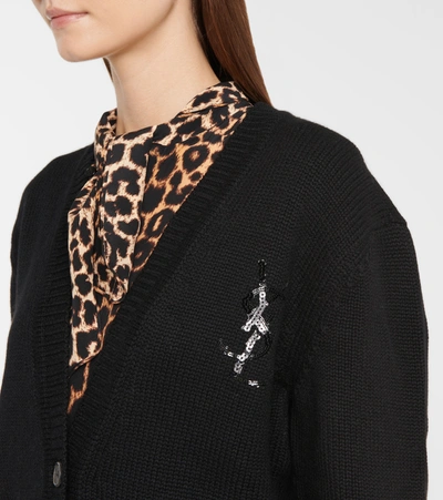 Shop Saint Laurent Sequined Cashmere Cardigan In Black