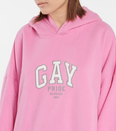 Shop Balenciaga Oversized Cotton Hoodie In Pink