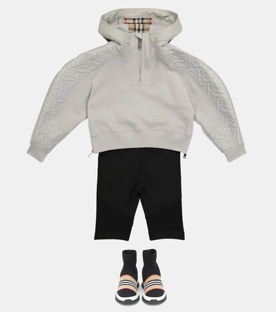 Shop Burberry Quilted Cotton Hoodie In Grey