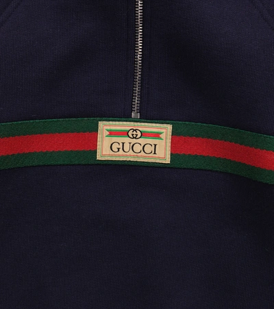 Shop Gucci Baby Cotton Hoodie In Blue