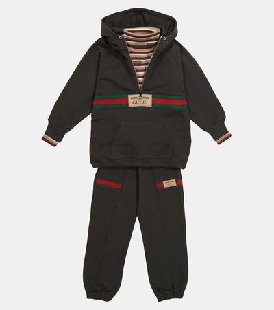 Shop Gucci Cotton Hoodie In Grey