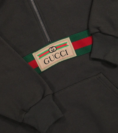 Shop Gucci Cotton Hoodie In Grey