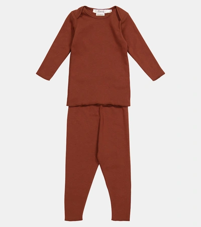 Shop Bonpoint Baby Timi Set Of T-shirt And Pants In Brown