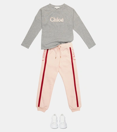 Shop Chloé Kids Cotton Jersey Sweatpants In Pink