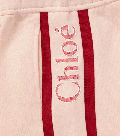 Shop Chloé Kids Cotton Jersey Sweatpants In Pink