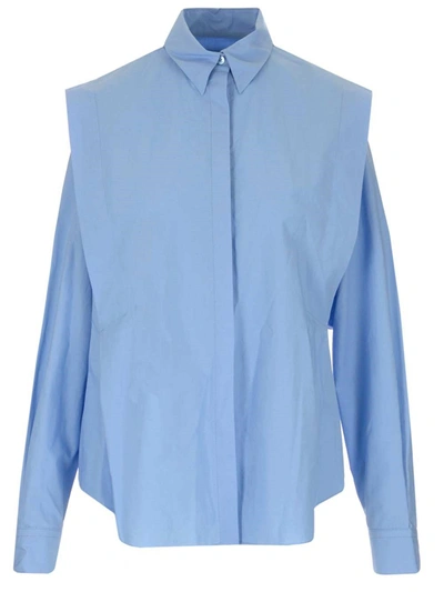 Shop Isabel Marant Hidden Button Round Hem Shirt In Blue