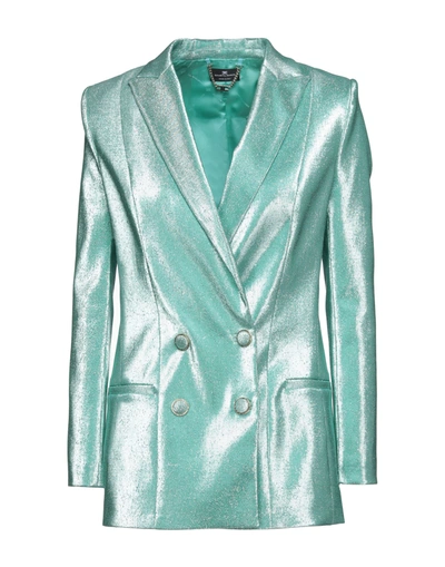 Shop Elisabetta Franchi Woman Blazer Light Green Size 6 Cotton, Metal, Polyester