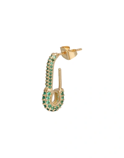 Shop Crystal Haze Pin Up Earrings Woman Single Earring Green Size - Brass, 18kt Gold-plated, Cubic Zircon