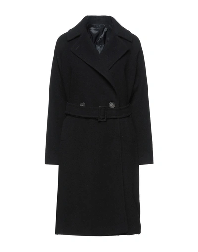 Shop Hevo Hevò Woman Coat Black Size 10 Wool, Polyester, Polyamide