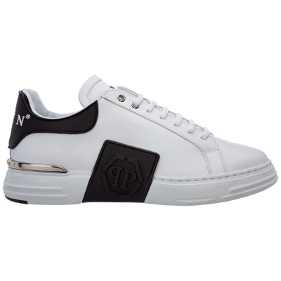 Shop Philipp Plein Men's Shoes Leather Trainers Sneakers Phantom Kicks In White