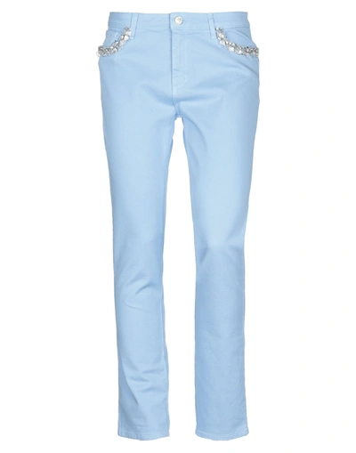 Shop Blugirl Blumarine Woman Pants Sky Blue Size 2 Cotton, Elastane, Polyamide, Pvc - Polyvinyl Chloride,