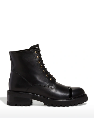 Shop Malone Souliers Calfskin Leather Combat Booties In Black