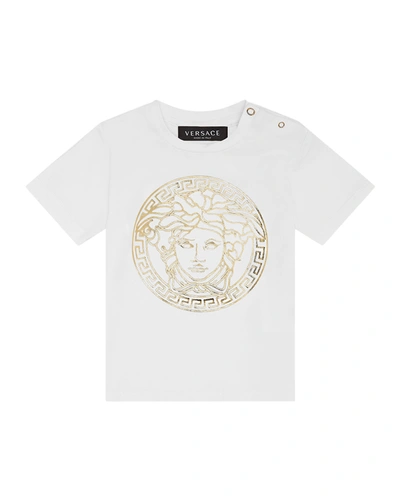 Shop Versace Kid's Medusa Greca T-shirt In White Gold